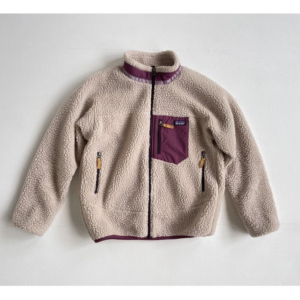 PATAGONIA Kids' Retro-X Jacket Natural w/Light Balsamic Fuzzy Sherling / XL 14